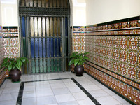 Decorated tile foyer