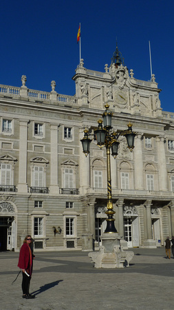 Birgit in courtyard of Palacio Real de Madrid (The Royal Palace of Madrid)
