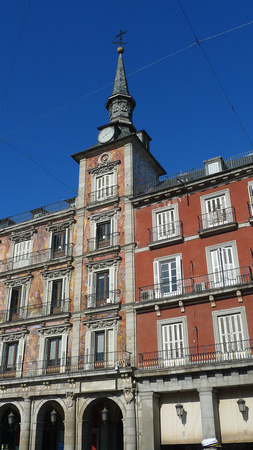 Close Up of Clock Tower in Plaza Mayor